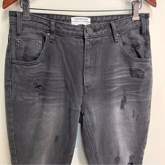 One Teaspoon Grey Black High Waist Freebird Skinny Jeans Size 31 - Picture 4 of 16